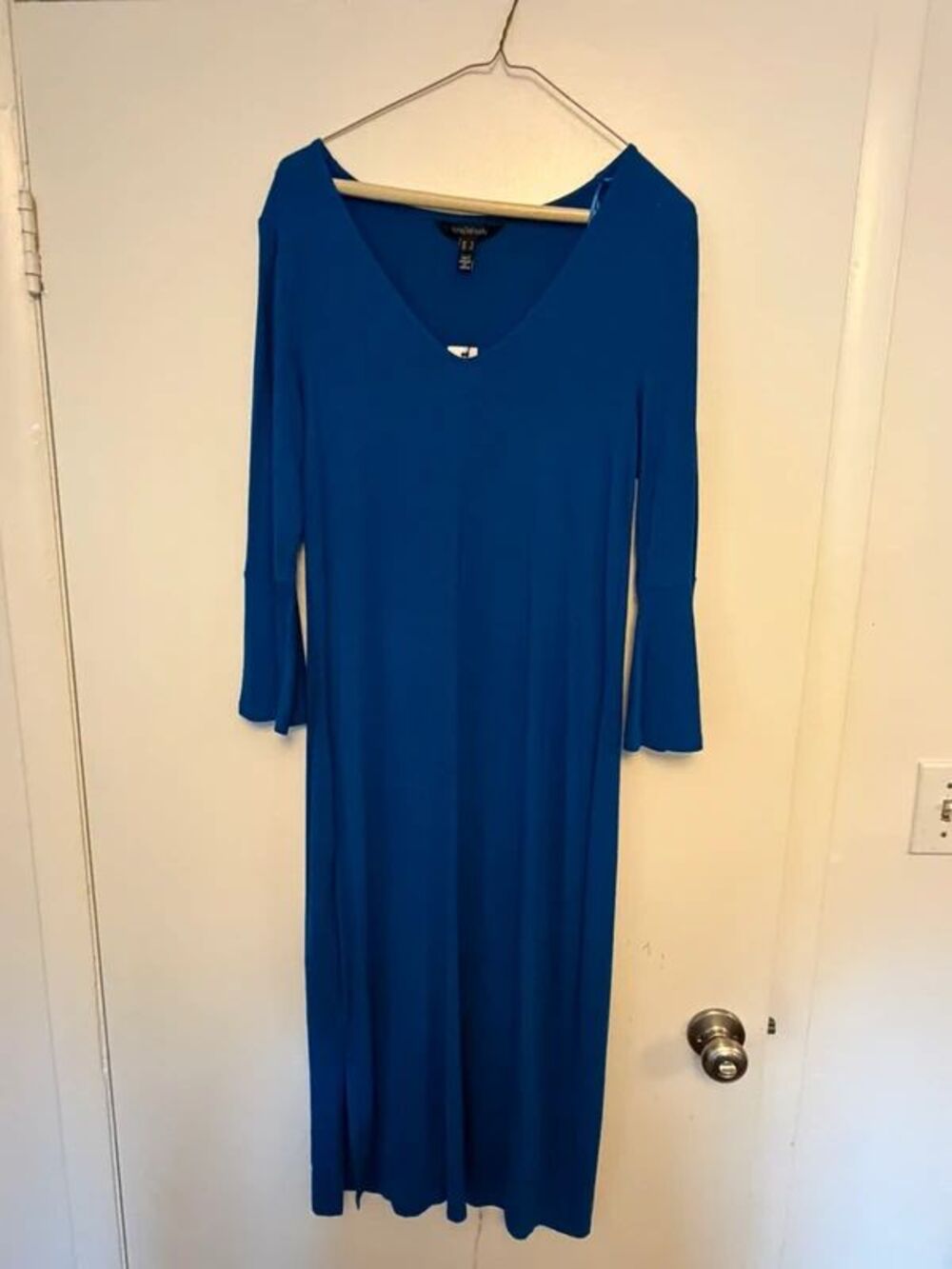Long tall sally size 8 US UK 12 fluted sleeve jersey dress royal blue NWT